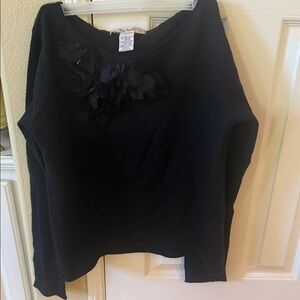 Free people wool and angora Black Floral Sweater